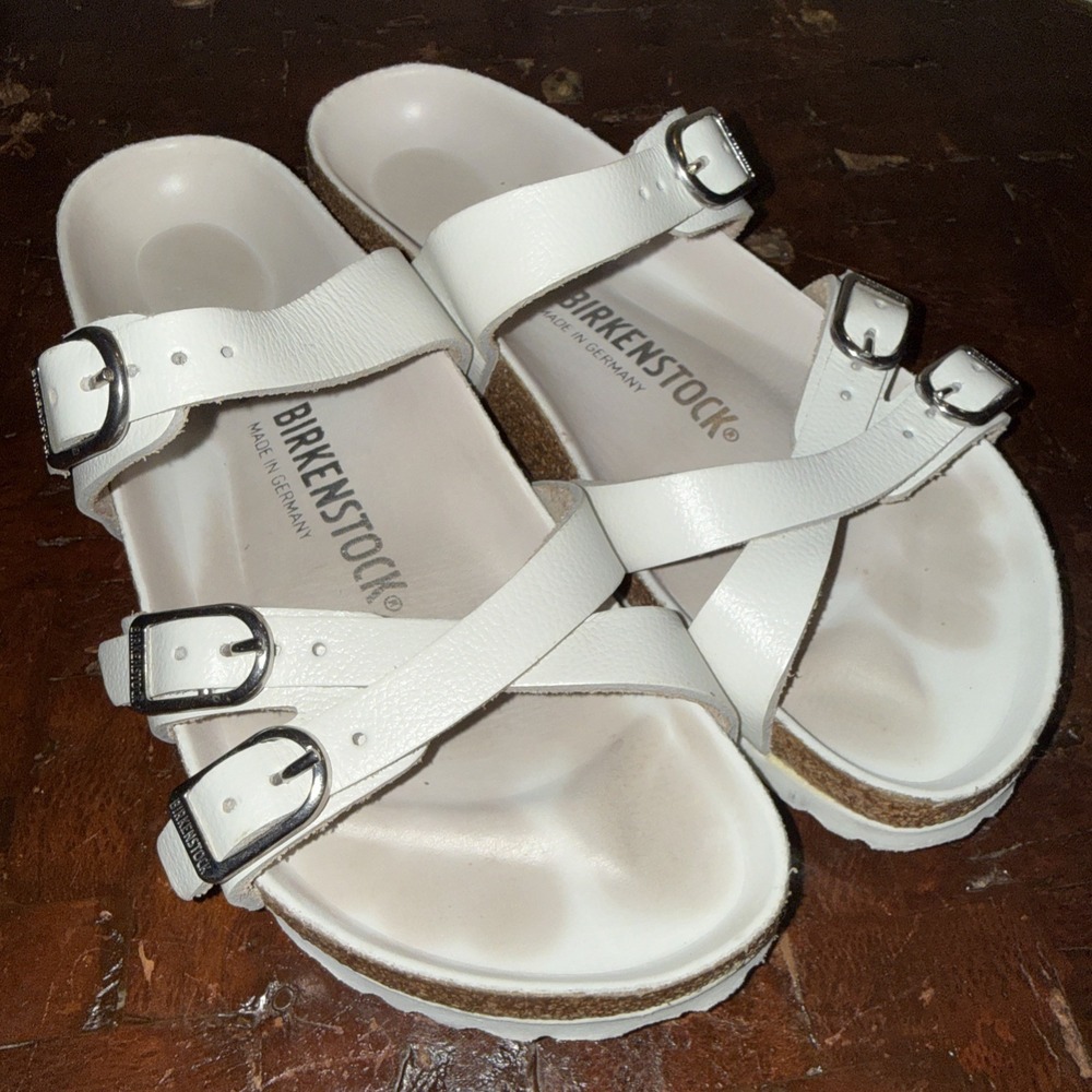 BIRKENSTOCK SANDALS/SLIP-ON WHITE SIZE 38/US Women's 7, Men's 5 Strappy Comfort